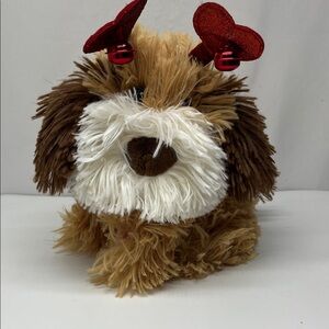Plush Dancing Dog Toy with Red Antlers